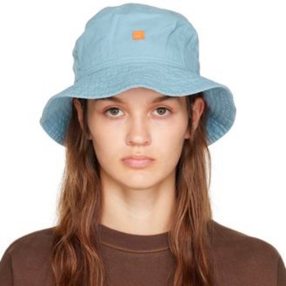 Acne Studios Blue Embroidered Bucket Hat (s/m)